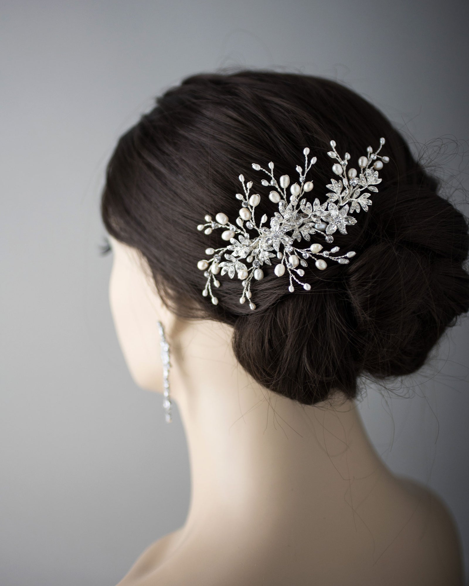 Wedding Hair Comb of Marquise Flowers and Pearls