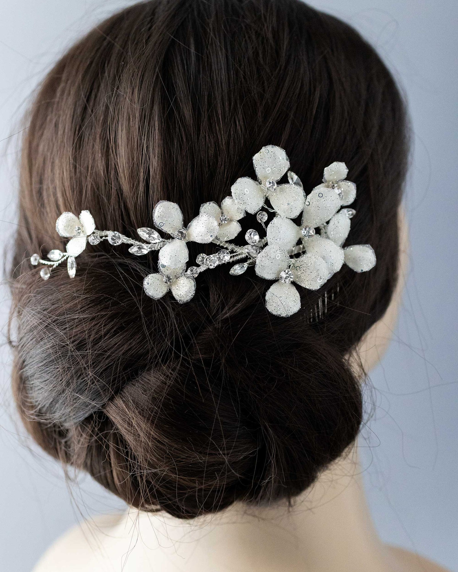 Ivory Glitter Flower Bridal Hair Comb
