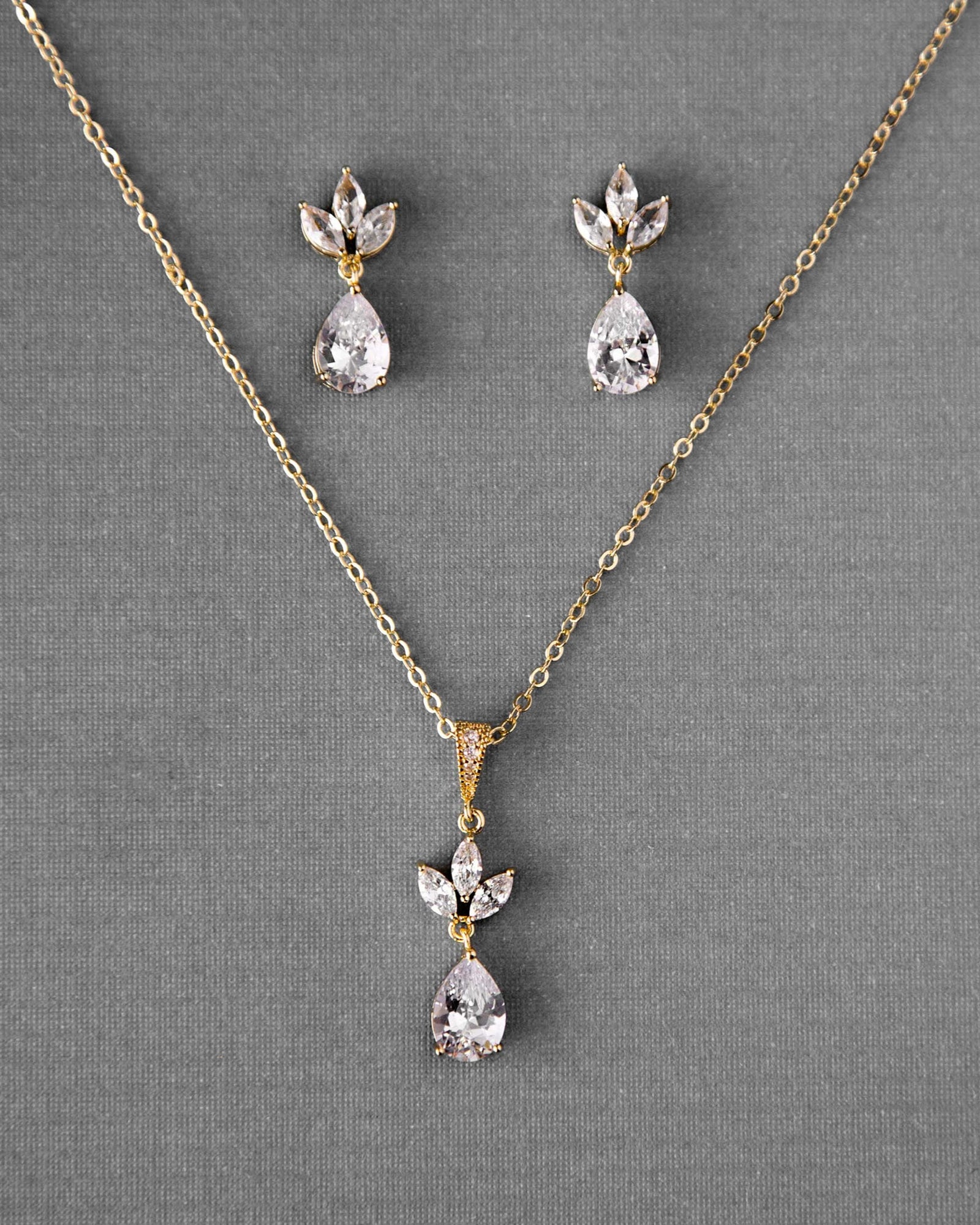 Pear CZ Pendant and Earrings - Cassandra Lynne
