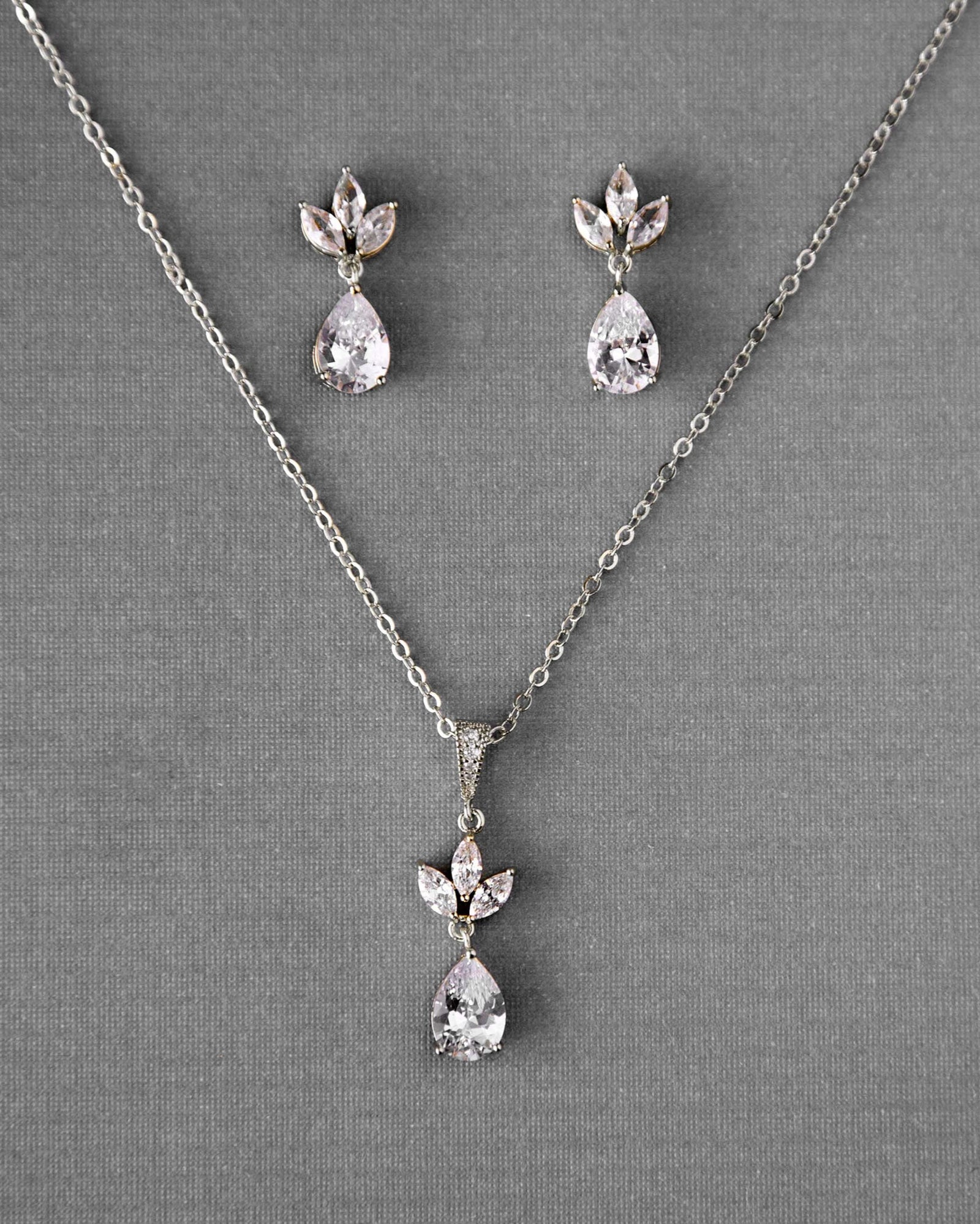 Pear CZ Pendant and Earrings - Cassandra Lynne