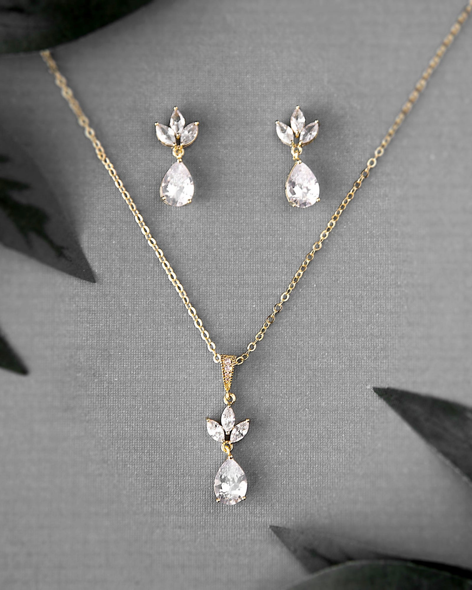 Pear CZ Pendant and Earrings - Cassandra Lynne