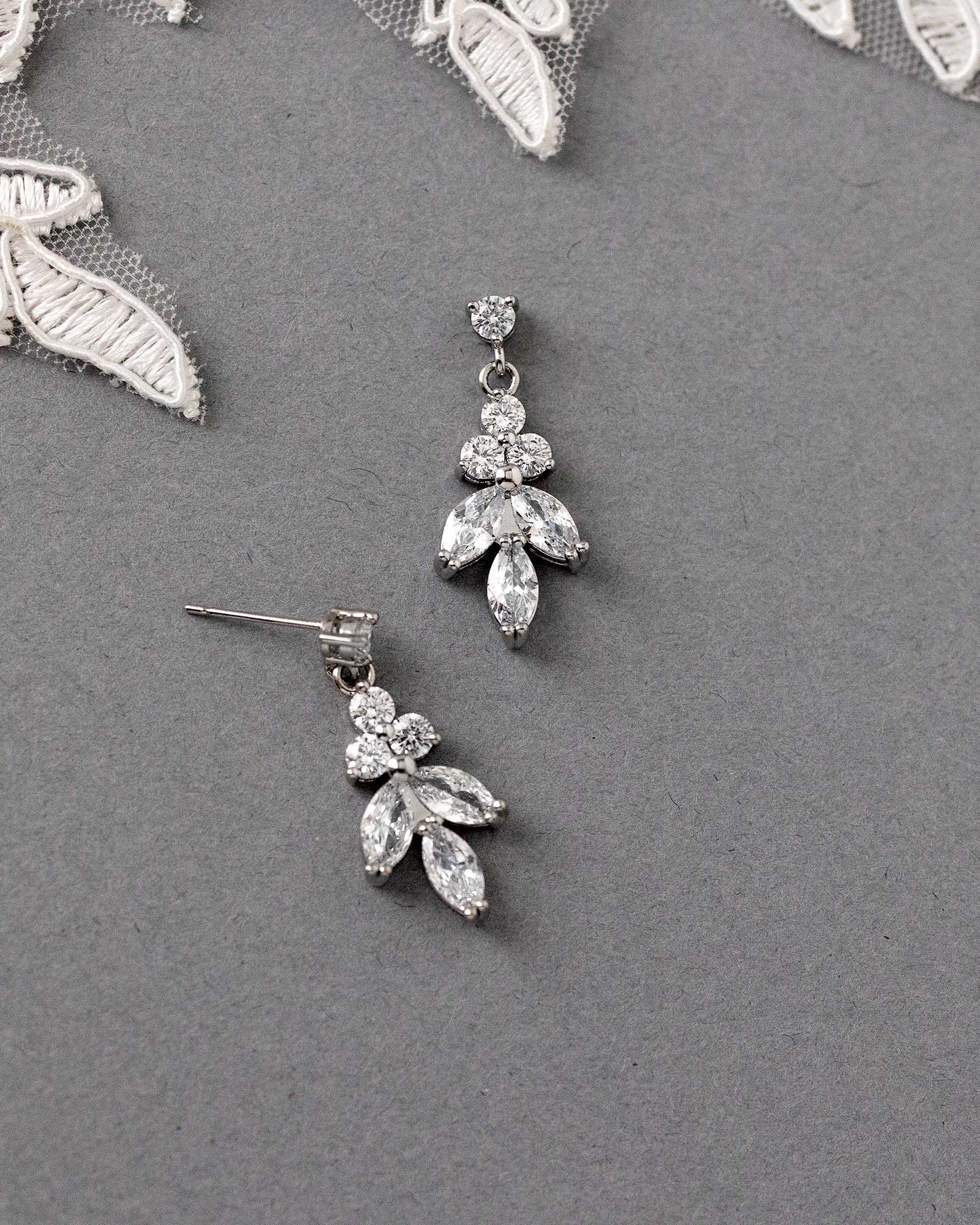 Simple Leaf Drop CZ Earrings - Earrings - Cassandra Lynne