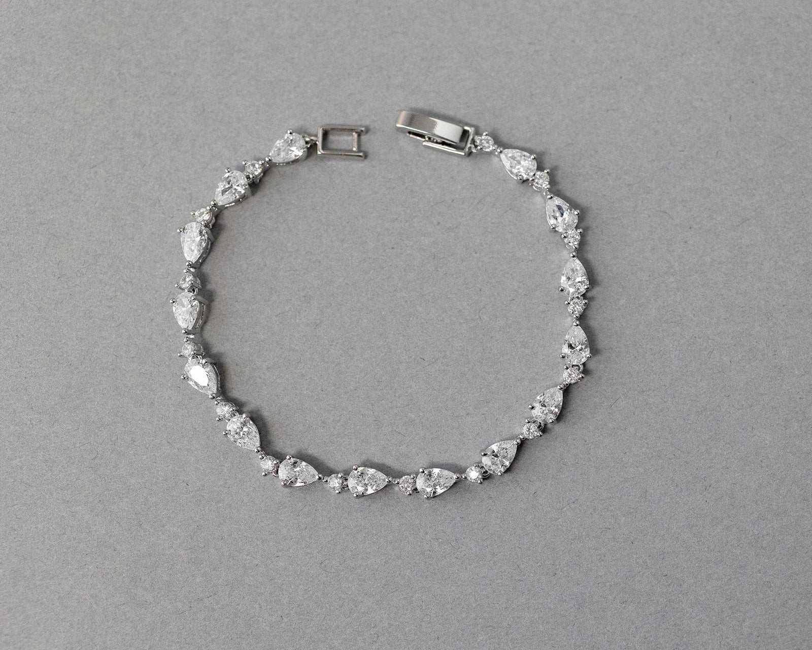 CZ Bracelet of Linked Pear Cut Jewels