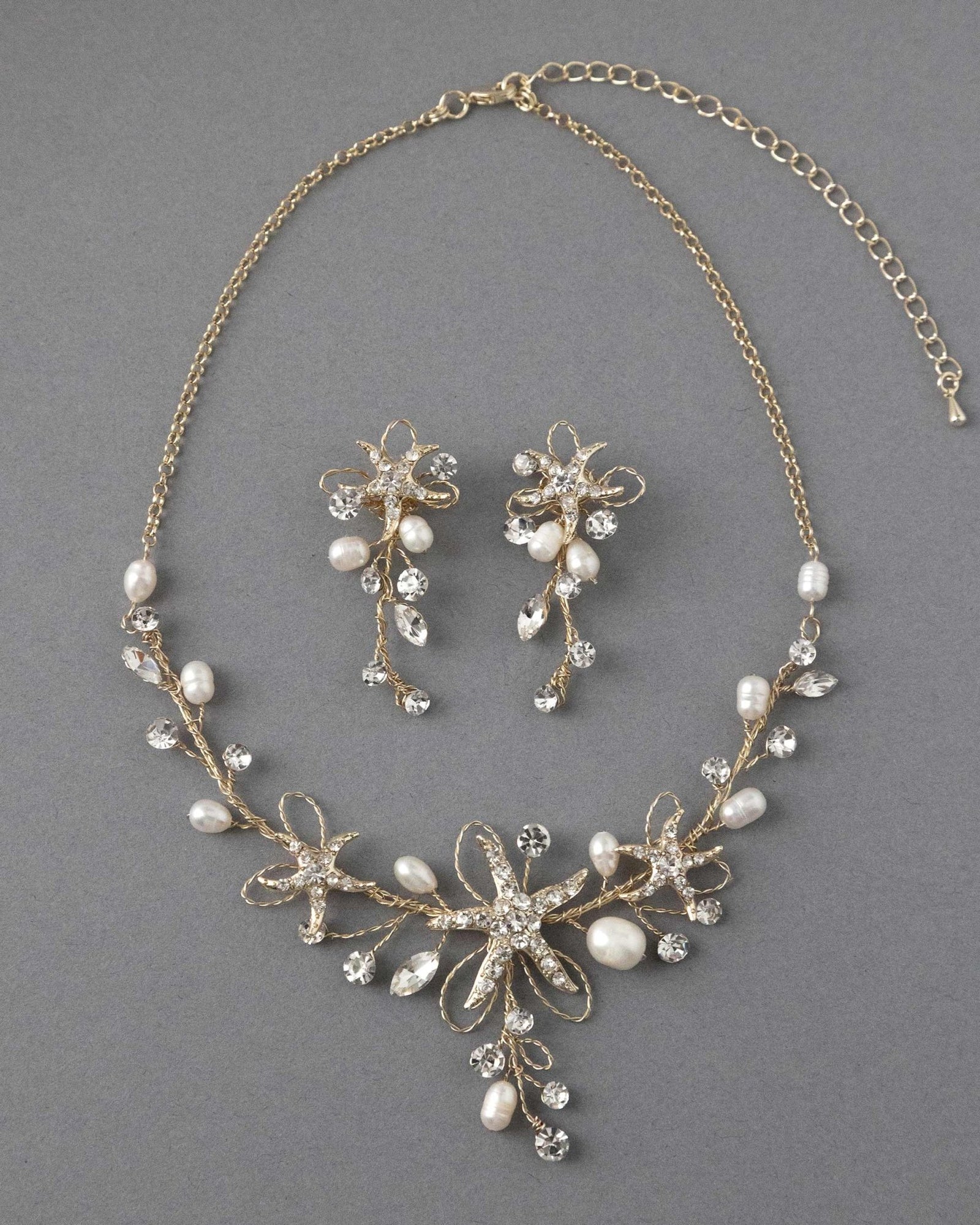 Starfish Wedding Necklace with Pearls - Necklace Set - Cassandra Lynne