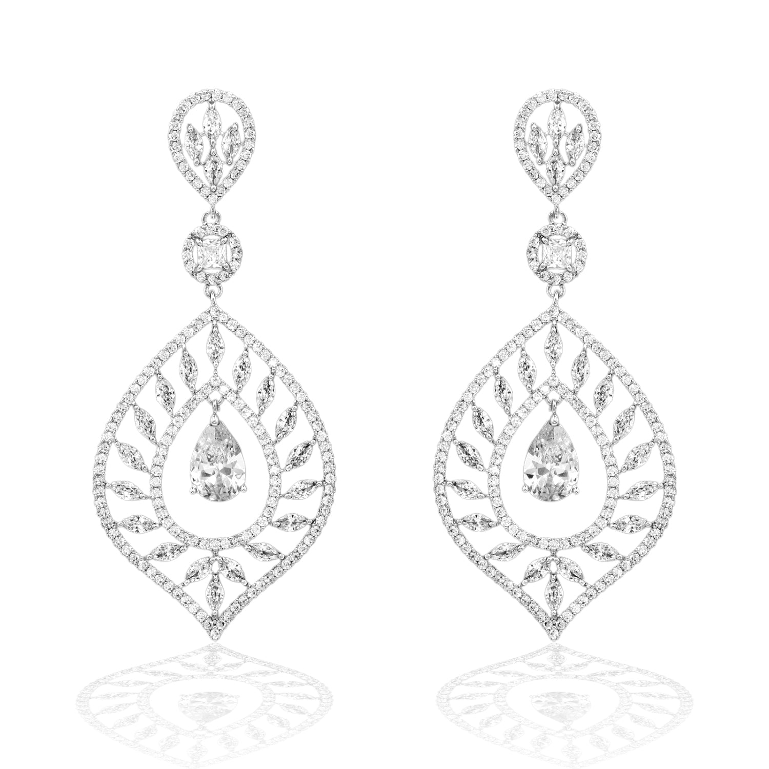 Unique Marquise Layered Earrings in CZ - Cassandra Lynne