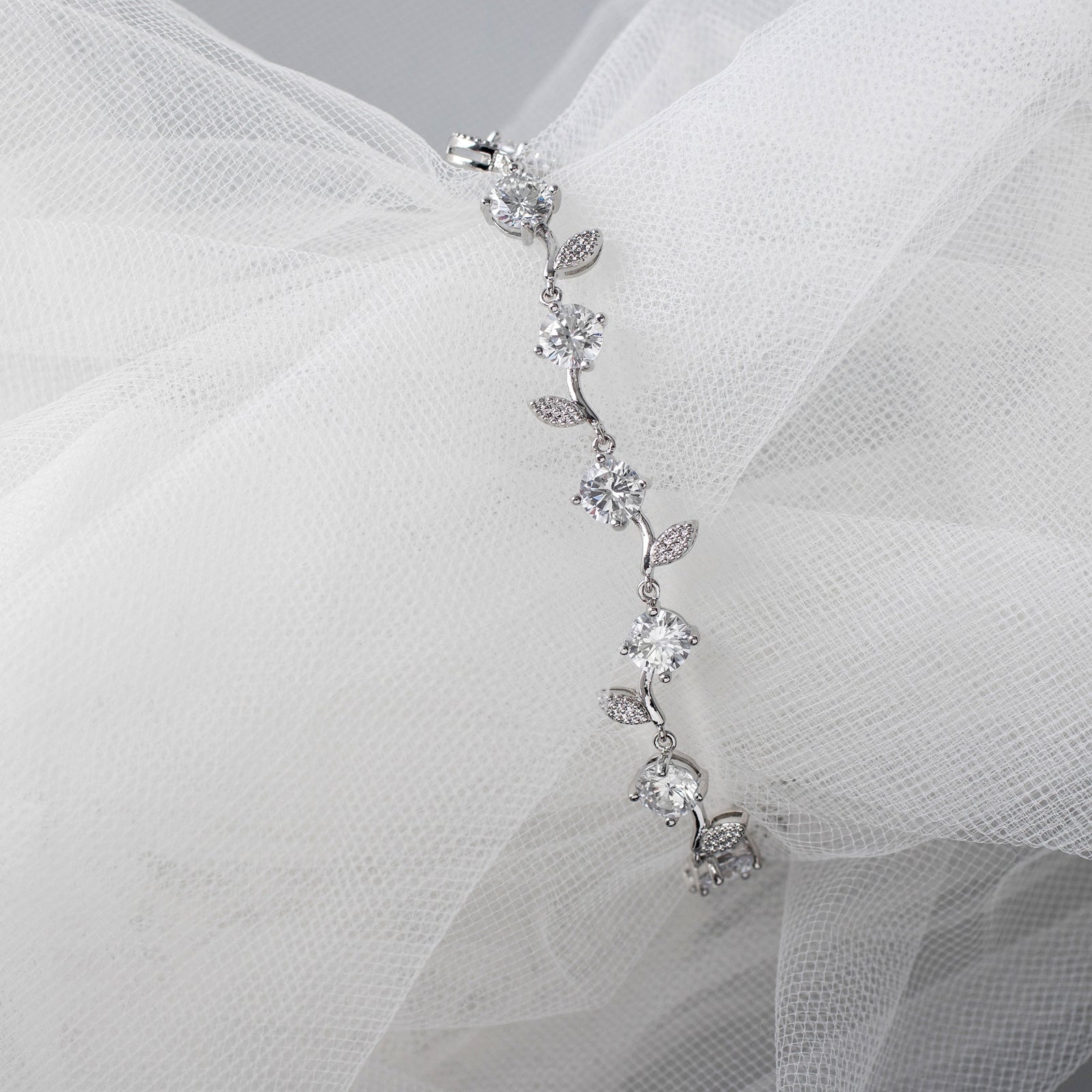Brilliant Round CZ Vine Bracelet for the Bride