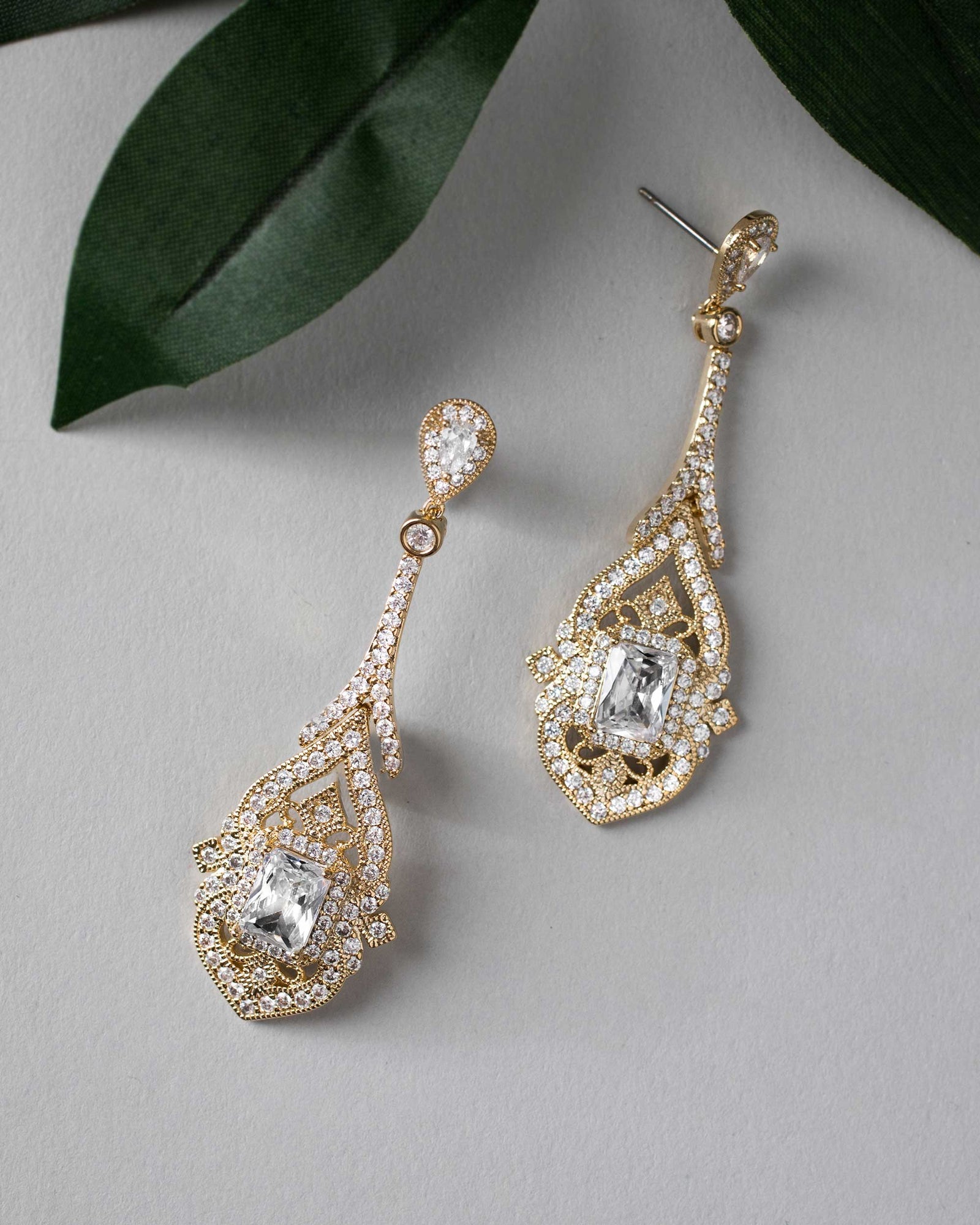 Vintage Emerald CZ Bridal Earrings - Cassandra Lynne