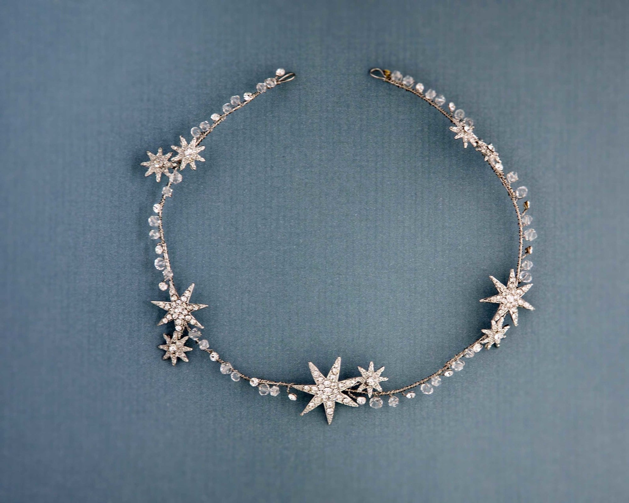 Antique Silver Stars and Crystals Headpiece - Cassandra Lynne