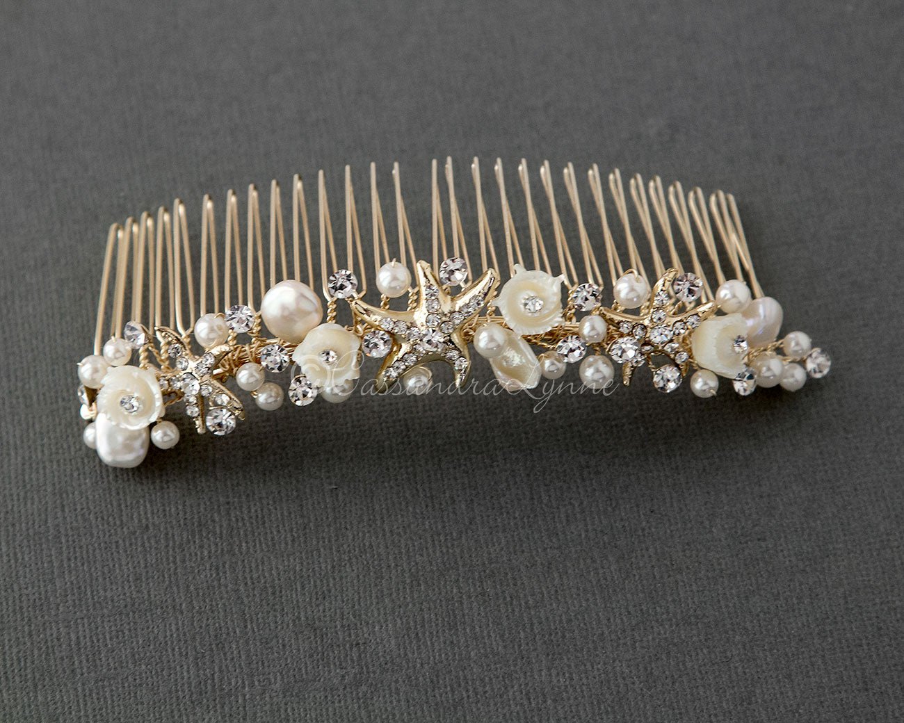 Beach Wedding Headpiece of Starfish and Shell Flowers - Cassandra Lynne