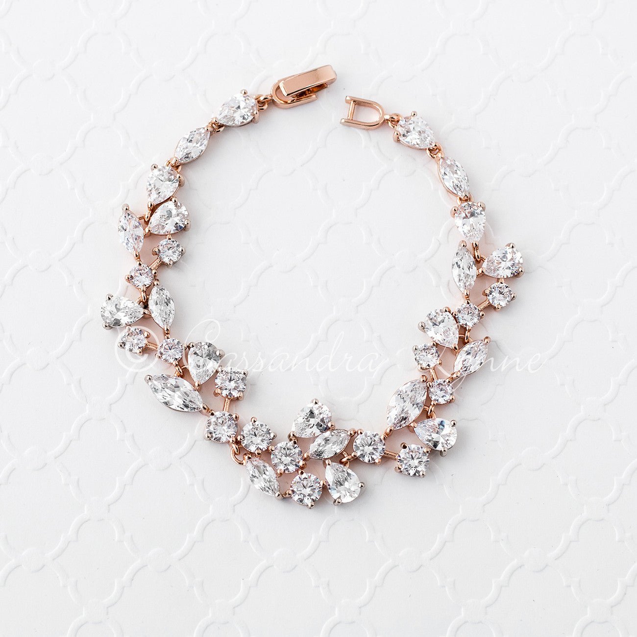 Bridal Bracelet of CZ Teardrop Round Marquise Jewels - Cassandra Lynne
