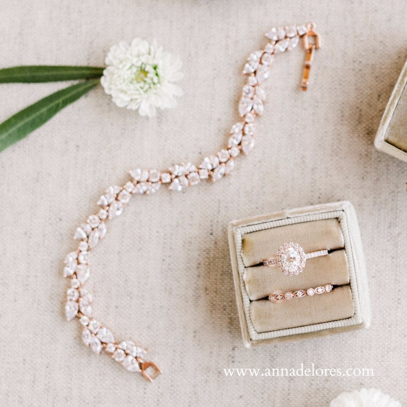 Bridal Bracelet with Marquise Leaf CZ - Cassandra Lynne
