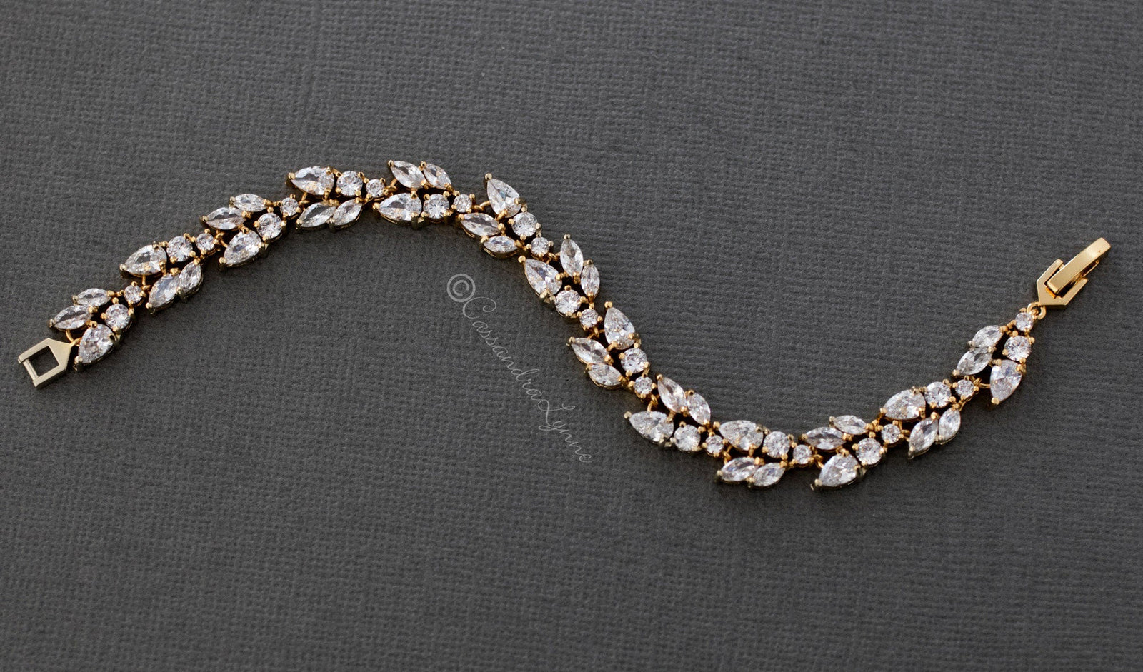 Bridal Bracelet with Marquise Leaf CZ - Cassandra Lynne