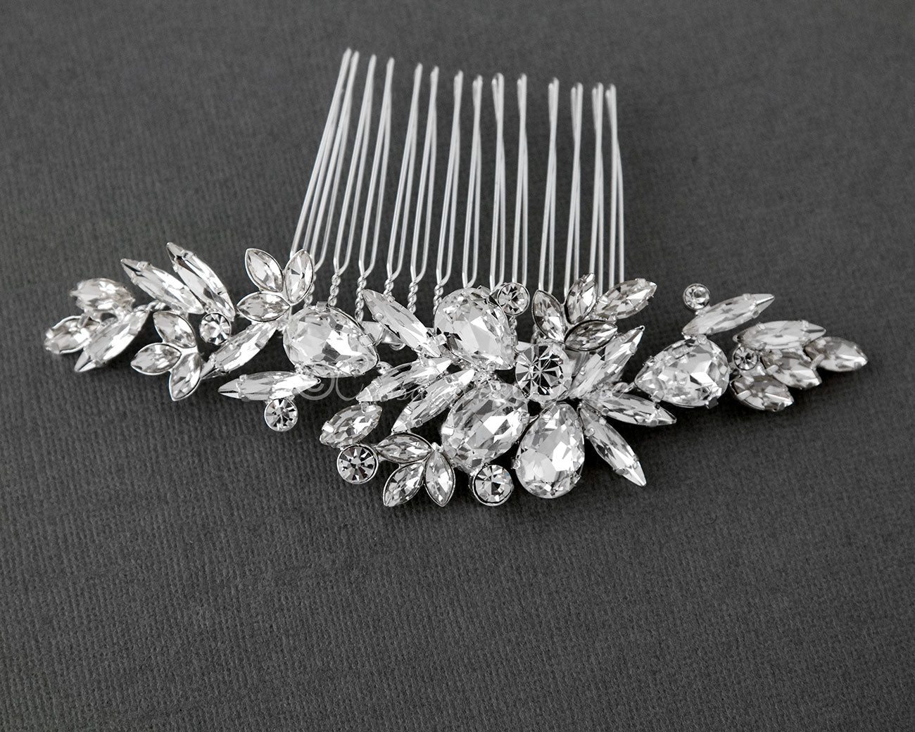 Bridal Comb of Pear and Marquise Stones - Cassandra Lynne