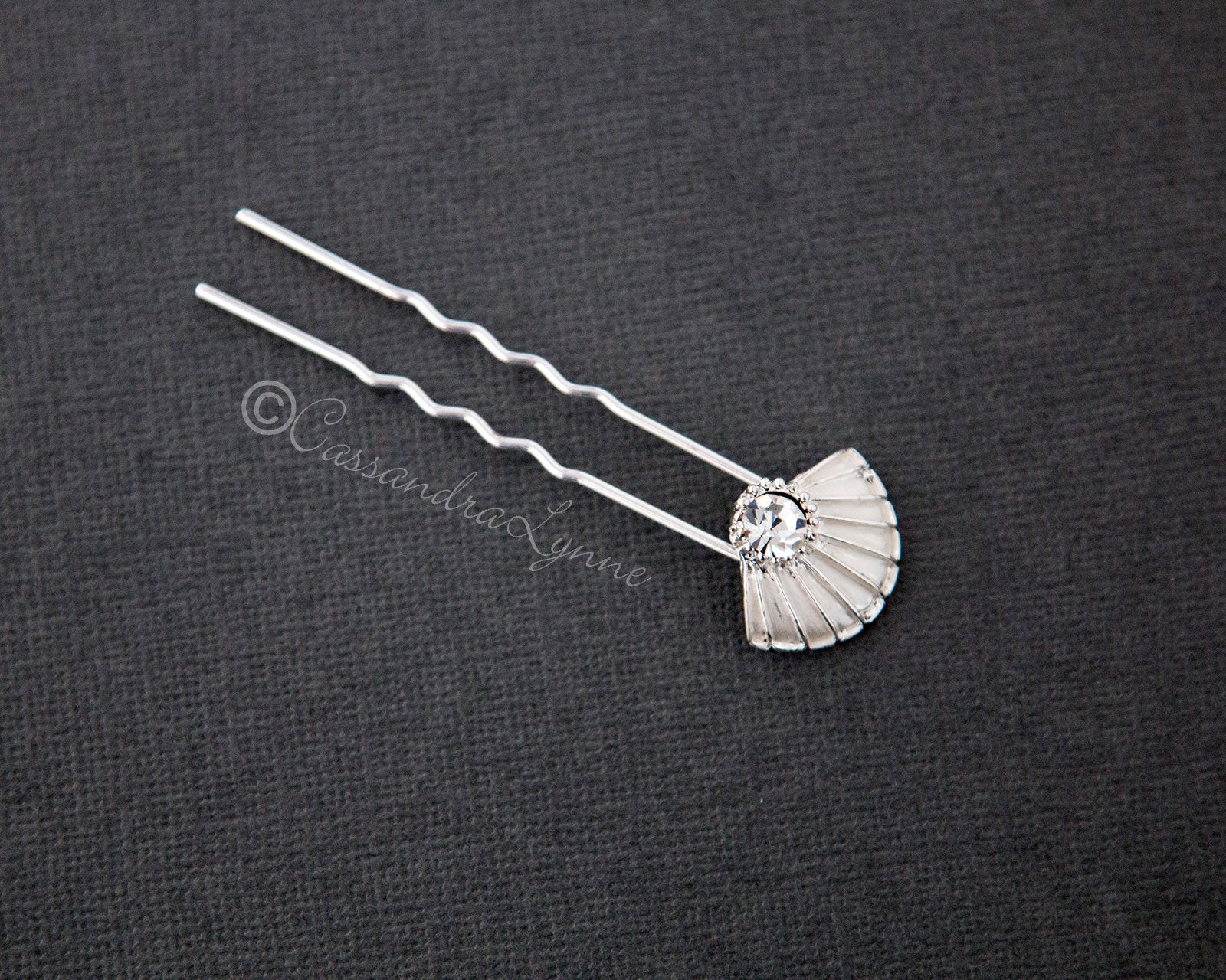 Bridal Hair Pin of Crystal Shell - Cassandra Lynne