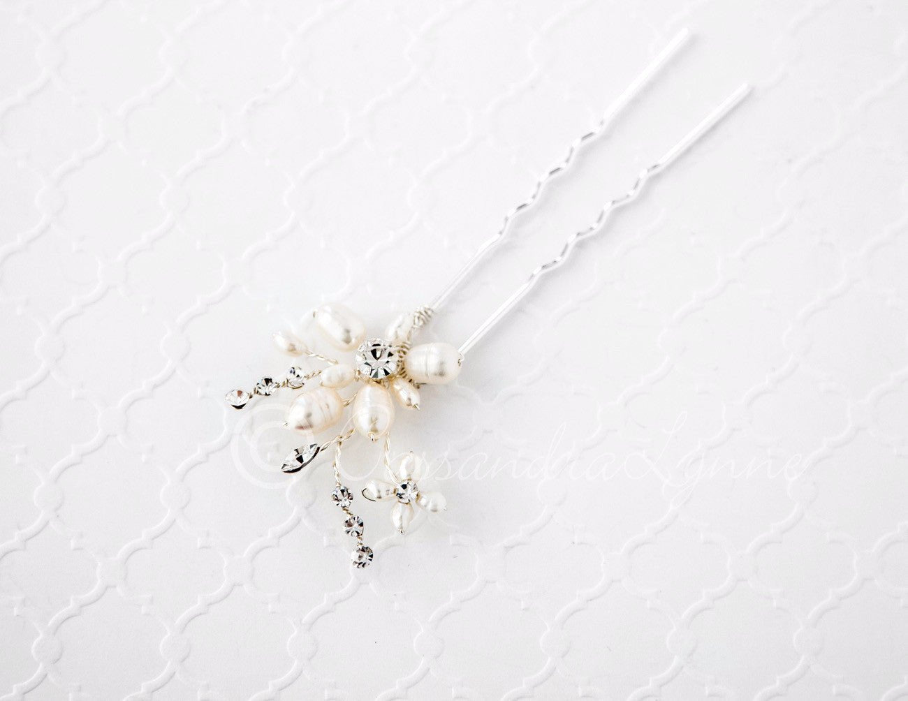 Bridal Hair Pin with an Ivory Pearl Flower - Cassandra Lynne