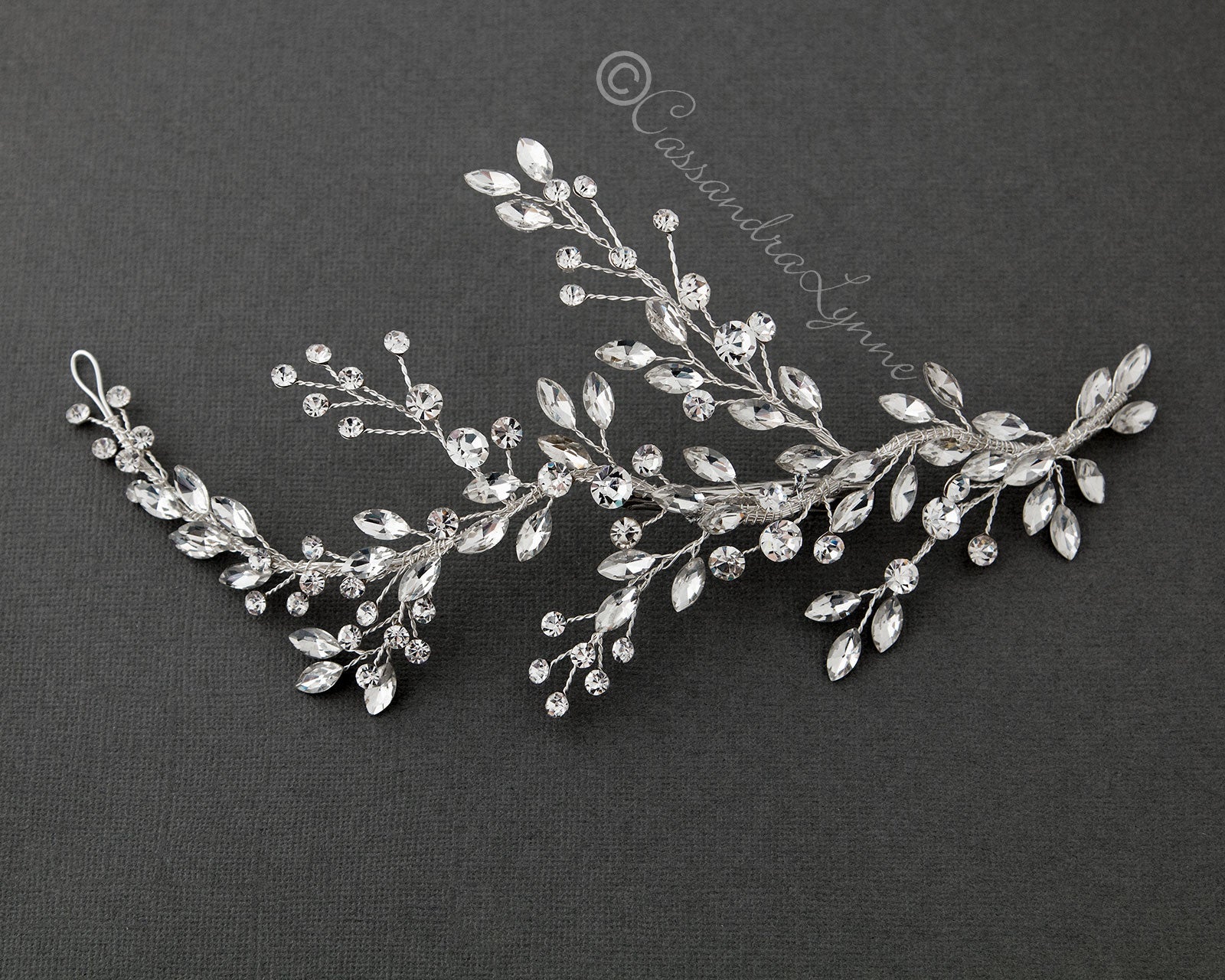 Bridal Hair Vine Clip with Leaf Rhinestones - Cassandra Lynne