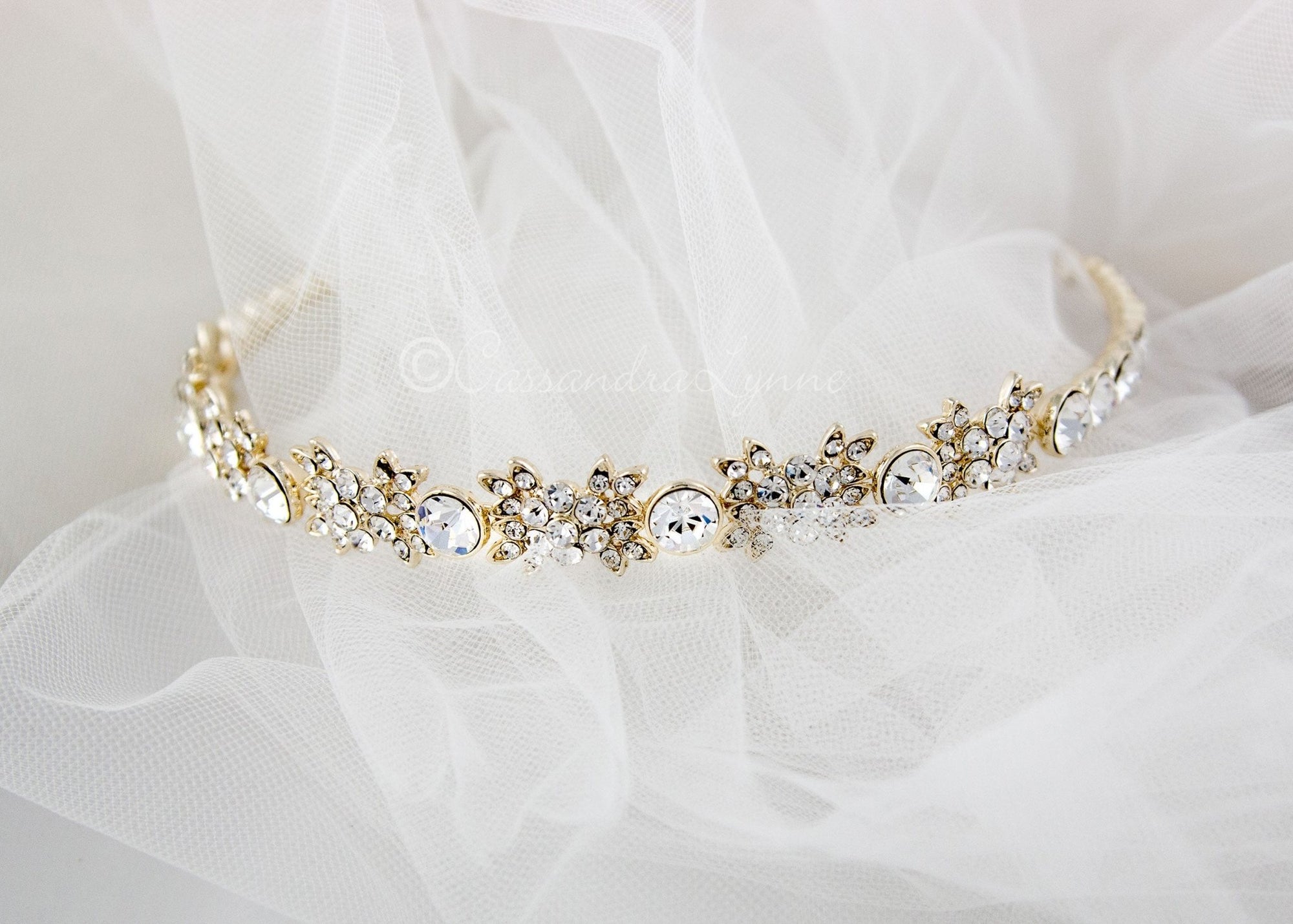 Bridal Headband with Round Jewels - Cassandra Lynne