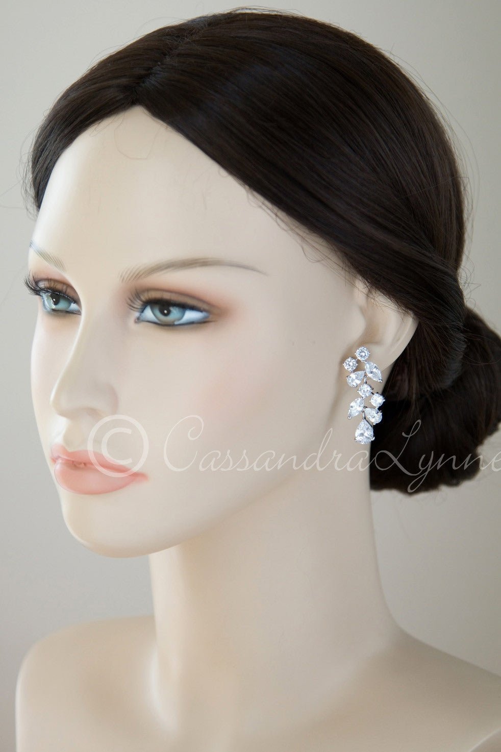 Clip-On CZ Wedding Earrings with Multi-Shape Jewels - Cassandra Lynne