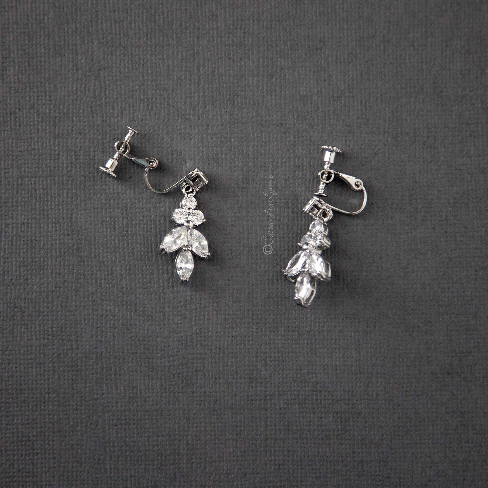 Clip-On Earrings of Marquise Leaf Drop - Cassandra Lynne