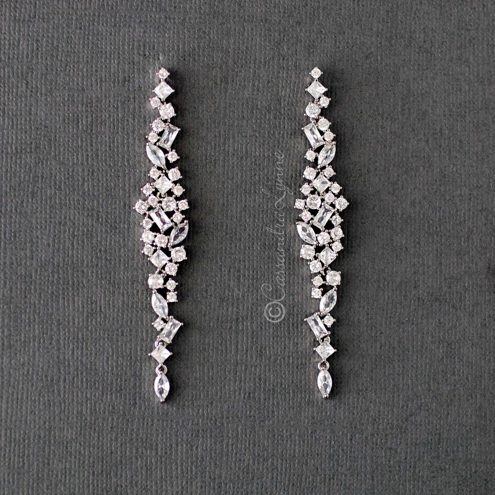 Cluster CZ Bridal Earrings - Earrings - Cassandra Lynne