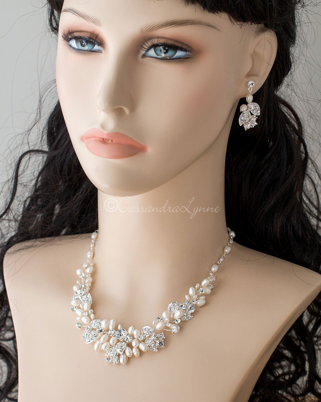 Crystal and Ivory Pearl Wedding Jewelry Set - Cassandra Lynne