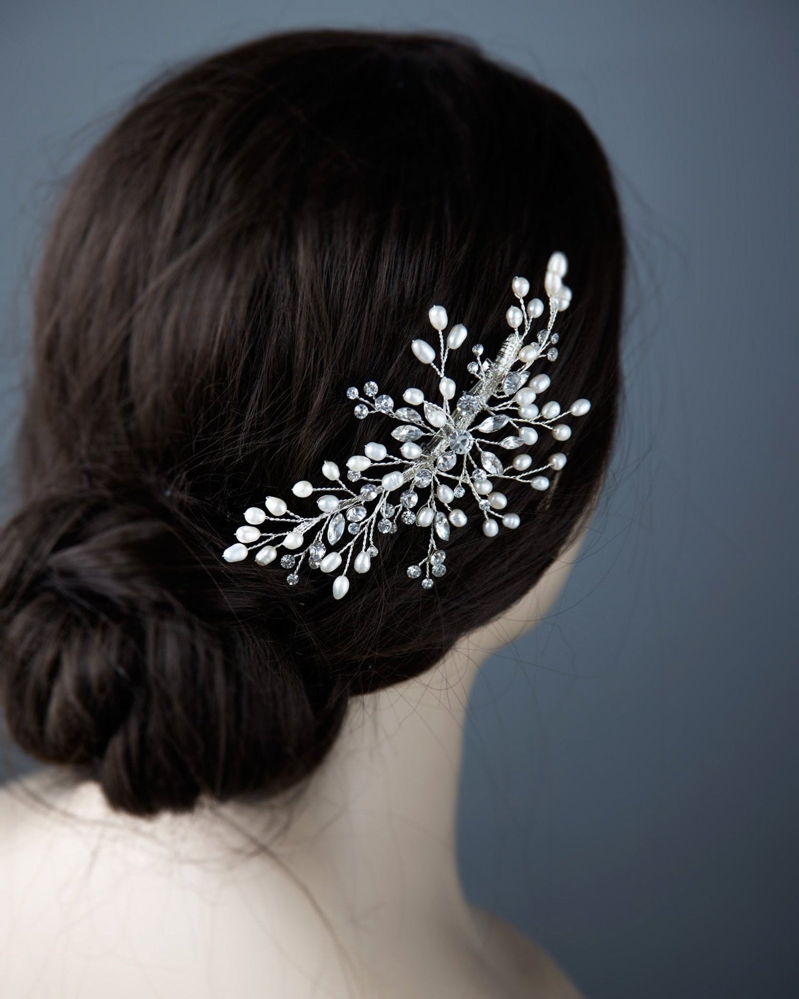 Crystal and Pearl Hair Clip for the Bride - Hair Clips - Cassandra Lynne