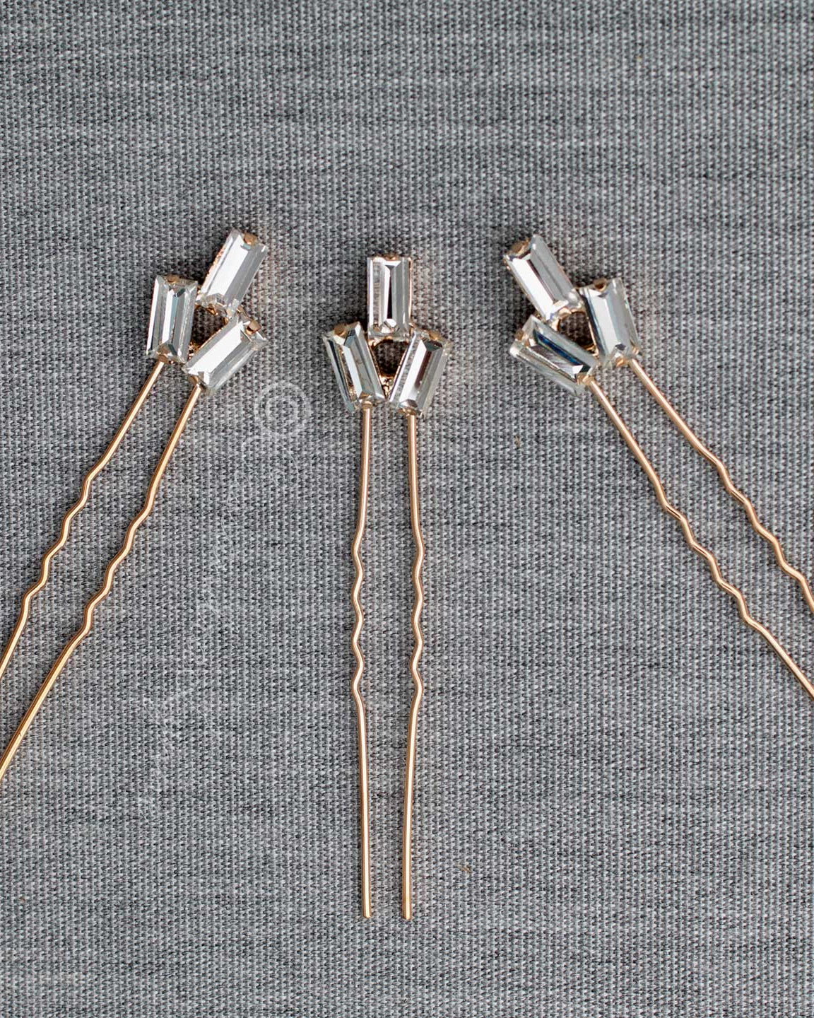 Crystal Baguette Wedding Hair Pin Set in Gold - Cassandra Lynne display picture 1