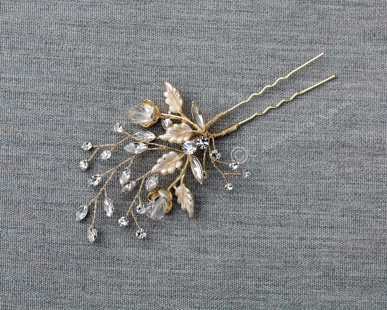 Crystal Flower Buds Wedding Hair Pin - Cassandra Lynne