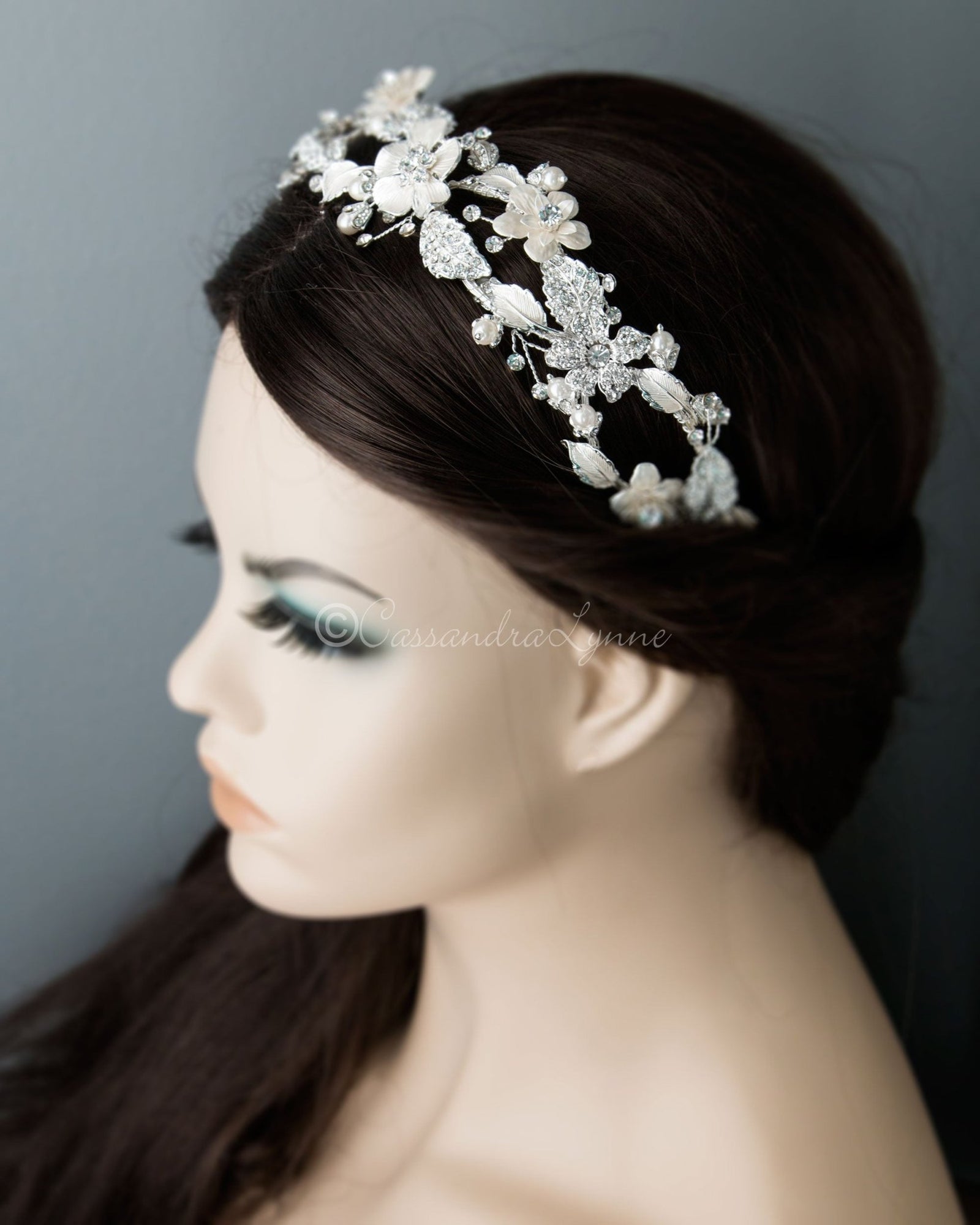 Crystal Flowers Bridal Headband - Headband - Cassandra Lynne