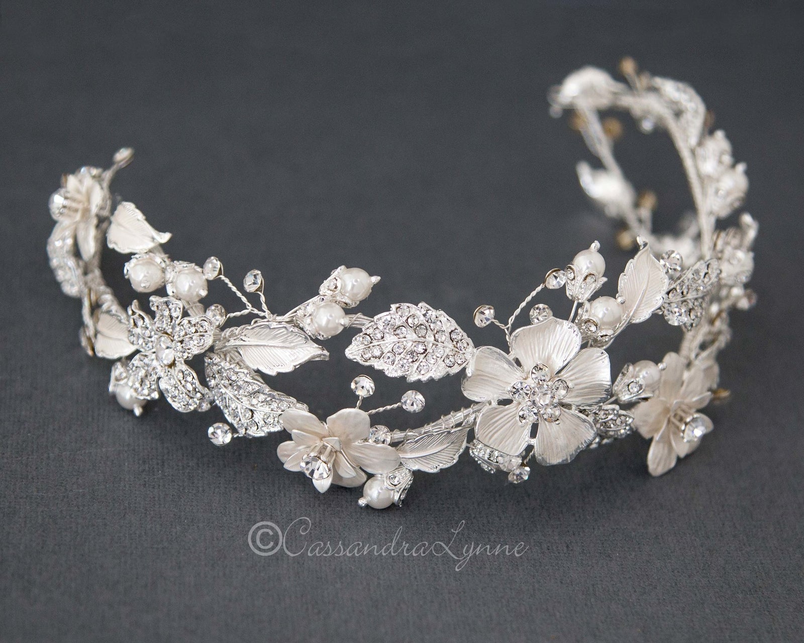 Crystal Flowers Bridal Headband - Cassandra Lynne