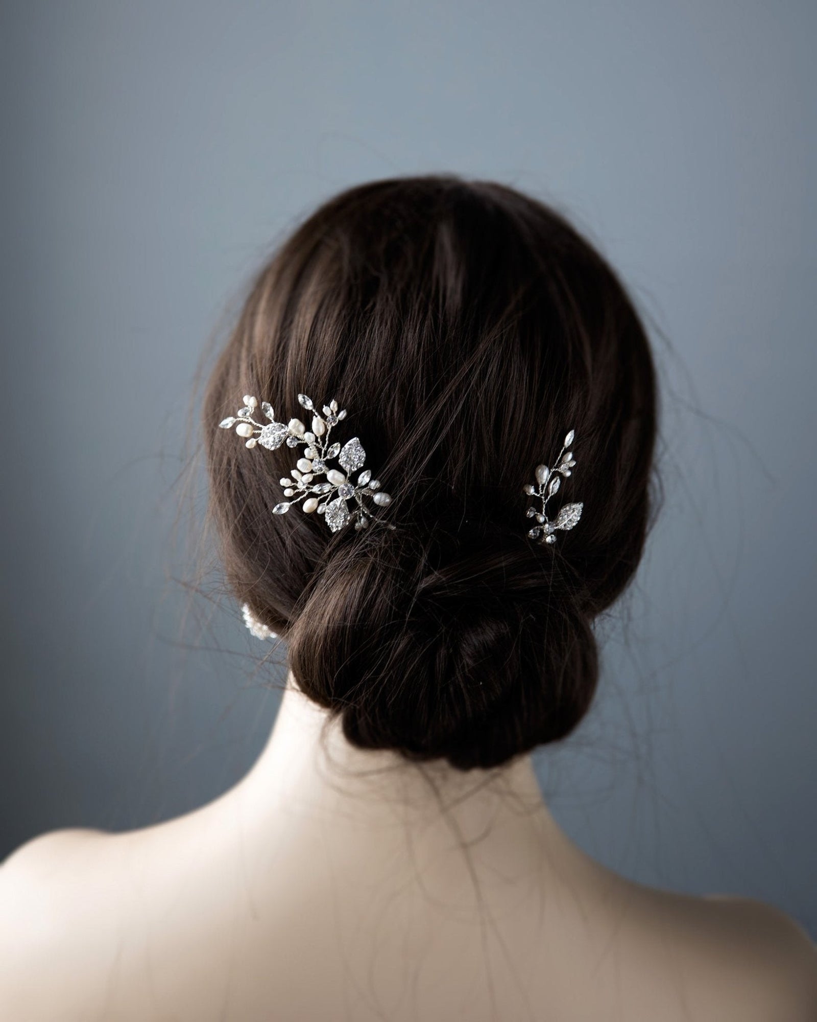 Crystal Leaves and Pearls Hair Pin Set - Hair Pins - Cassandra Lynne