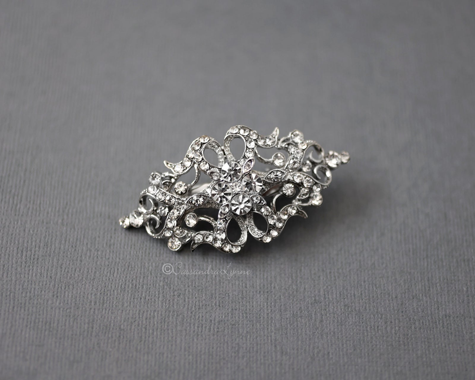 Petite Bridal Hair Clip in Antique Silver - Cassandra Lynne