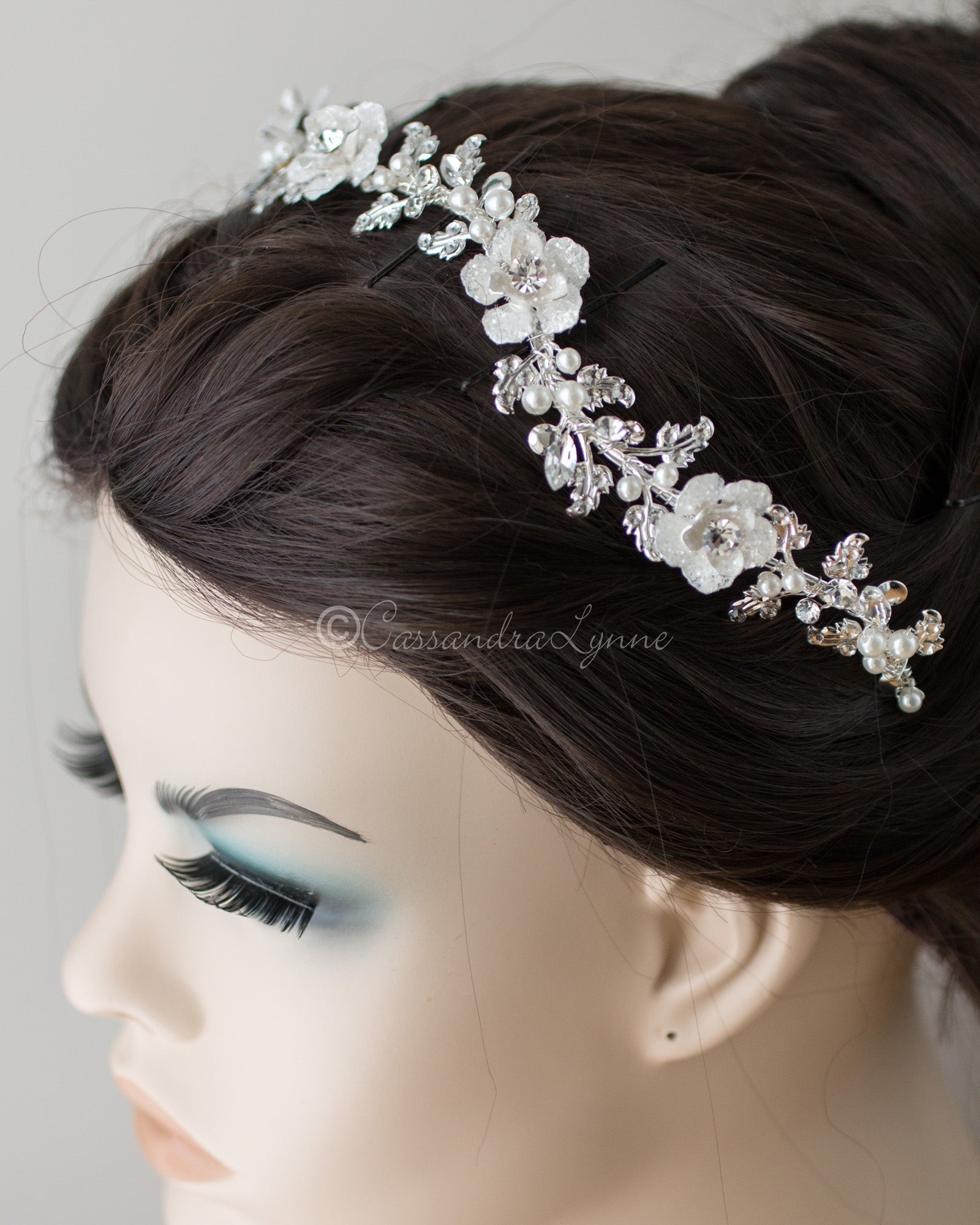 Crystalline Flower Wedding Headband - Headband - Cassandra Lynne