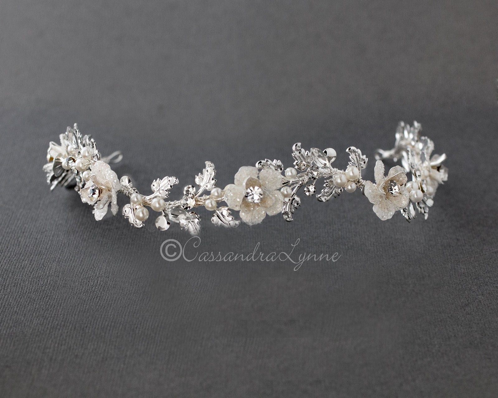 Crystalline Flower Wedding Headband - Headband - Cassandra Lynne