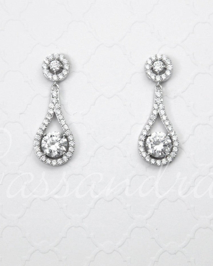 Cubic Zirconia Drop Earrings Teardrop Shaped - Earrings - Cassandra Lynne