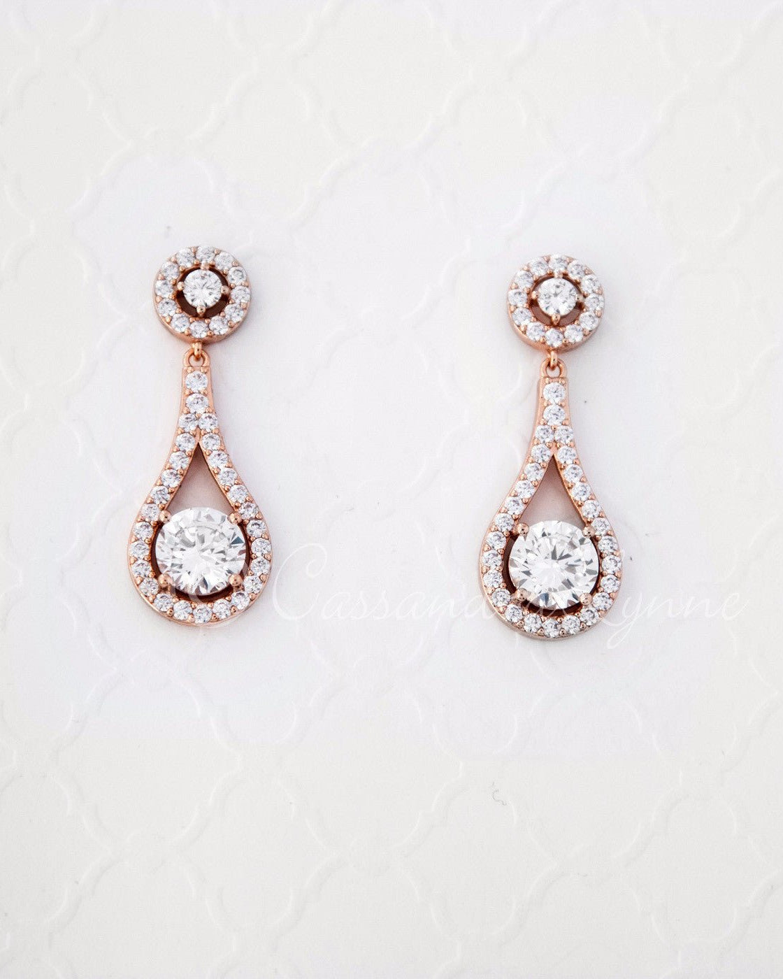 Cubic Zirconia Drop Earrings Teardrop Shaped - Cassandra Lynne
