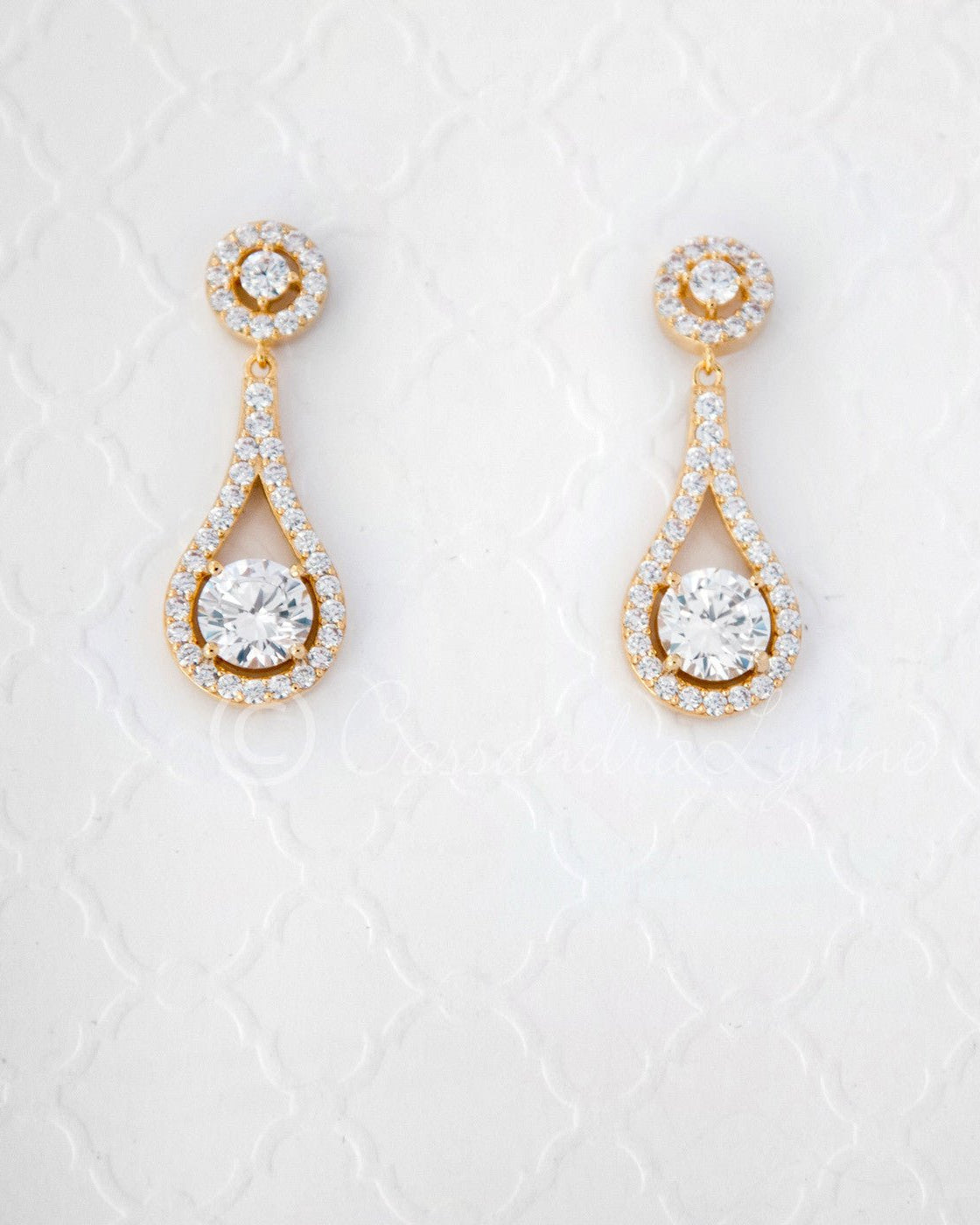 Cubic Zirconia Drop Earrings Teardrop Shaped - Cassandra Lynne
