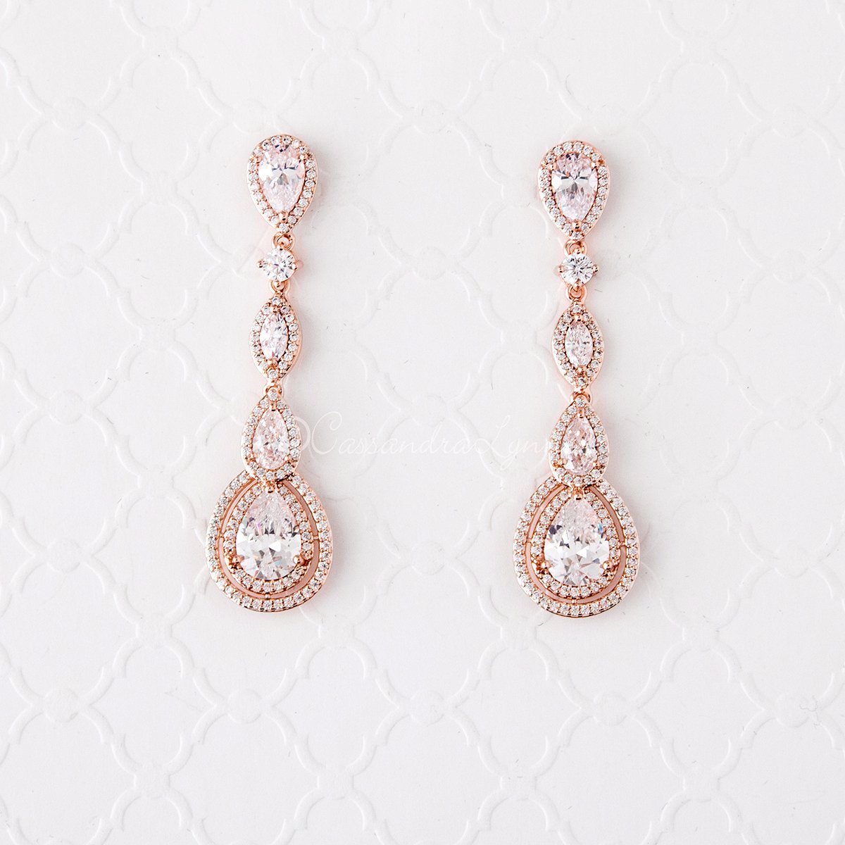 Cubic Zirconia Earrings Pave Teardrop and Marquise - Earrings - Cassandra Lynne