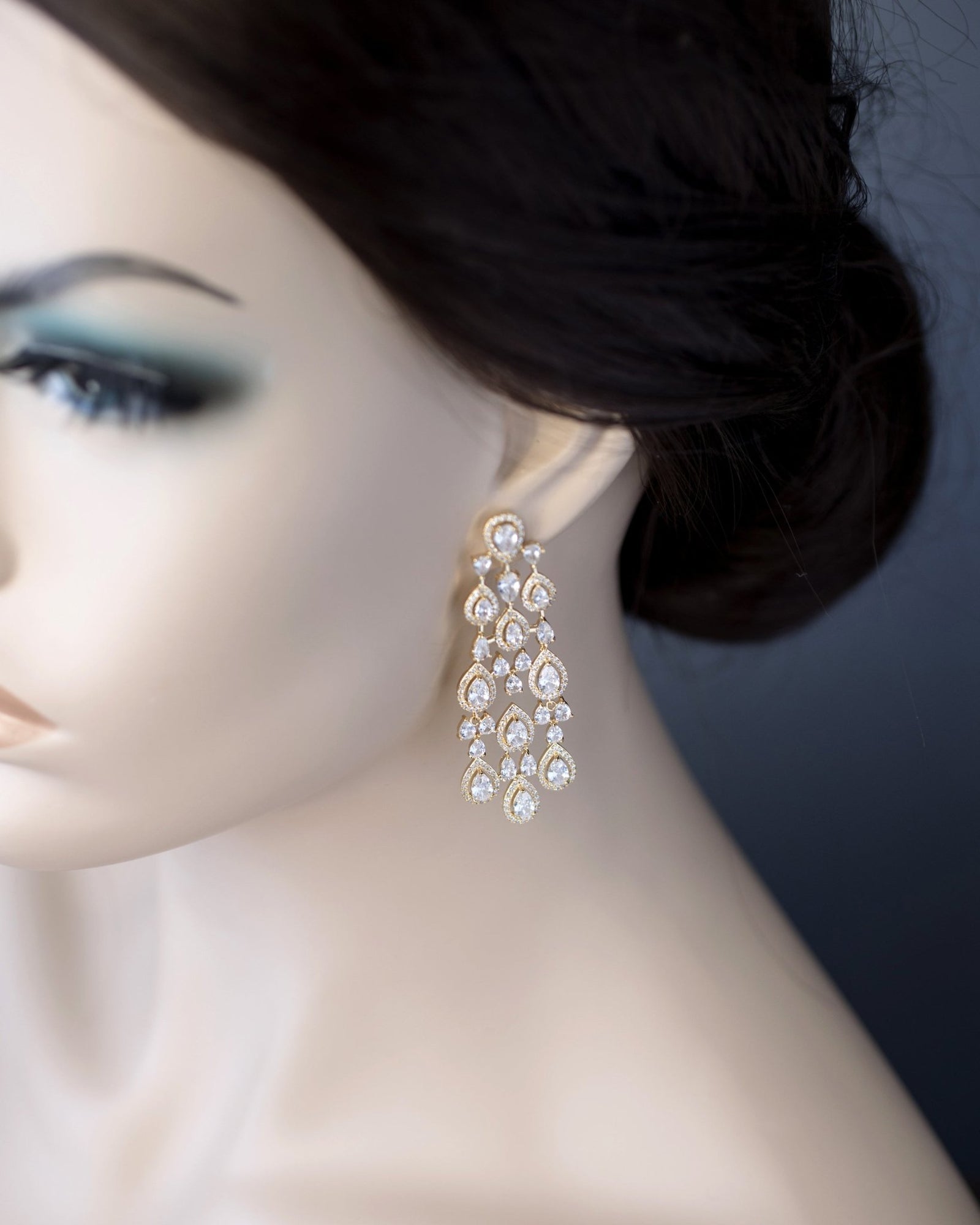 CZ Layered Chandelier Pear Drop Earrings - Earrings - Cassandra Lynne