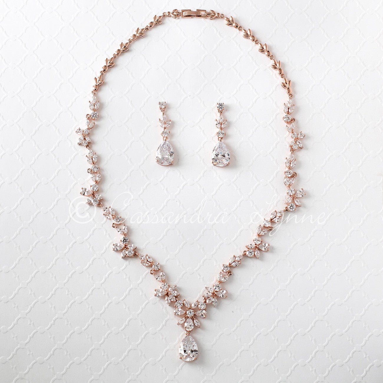 CZ Necklace Set Floral Design - Cassandra Lynne