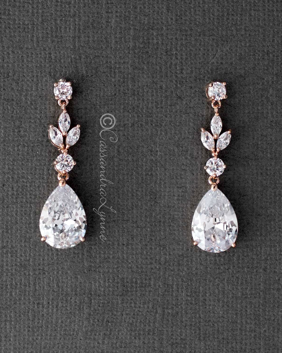 CZ Pear Drop Bridal Earrings - Cassandra Lynne
