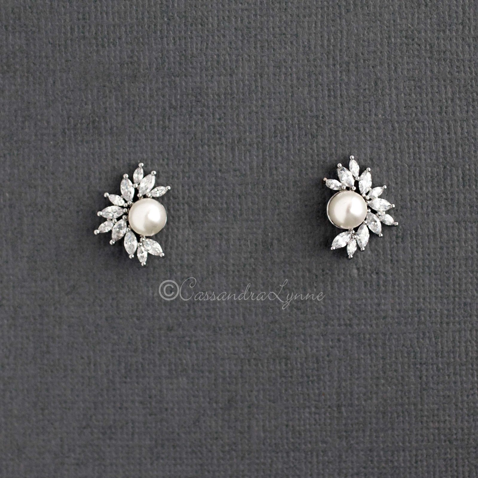 Dainty Marquise Leaf Stud Earrings - Earrings - Cassandra Lynne