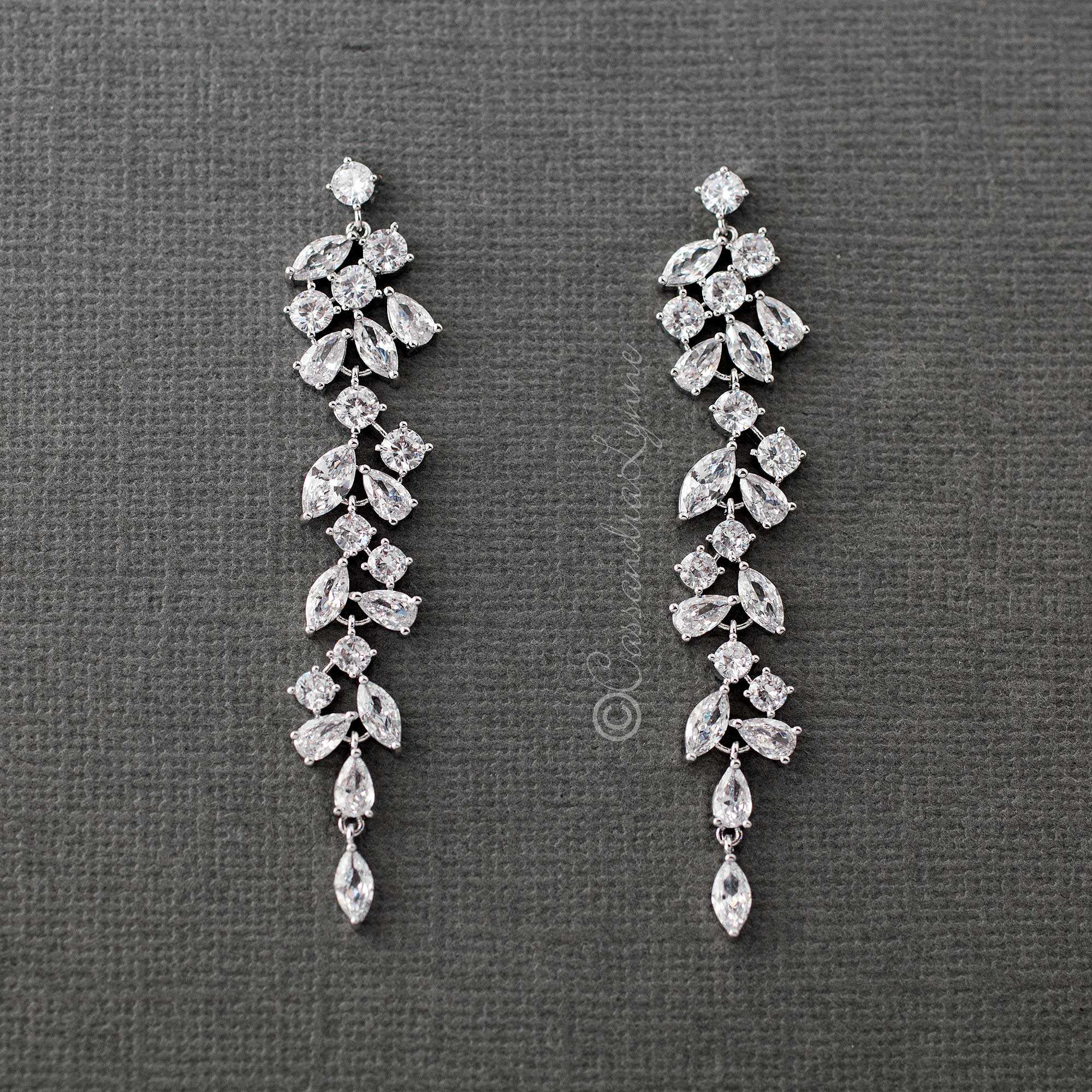 Delicate Multi Shape CZ Dangle Wedding Earrings - Cassandra Lynne