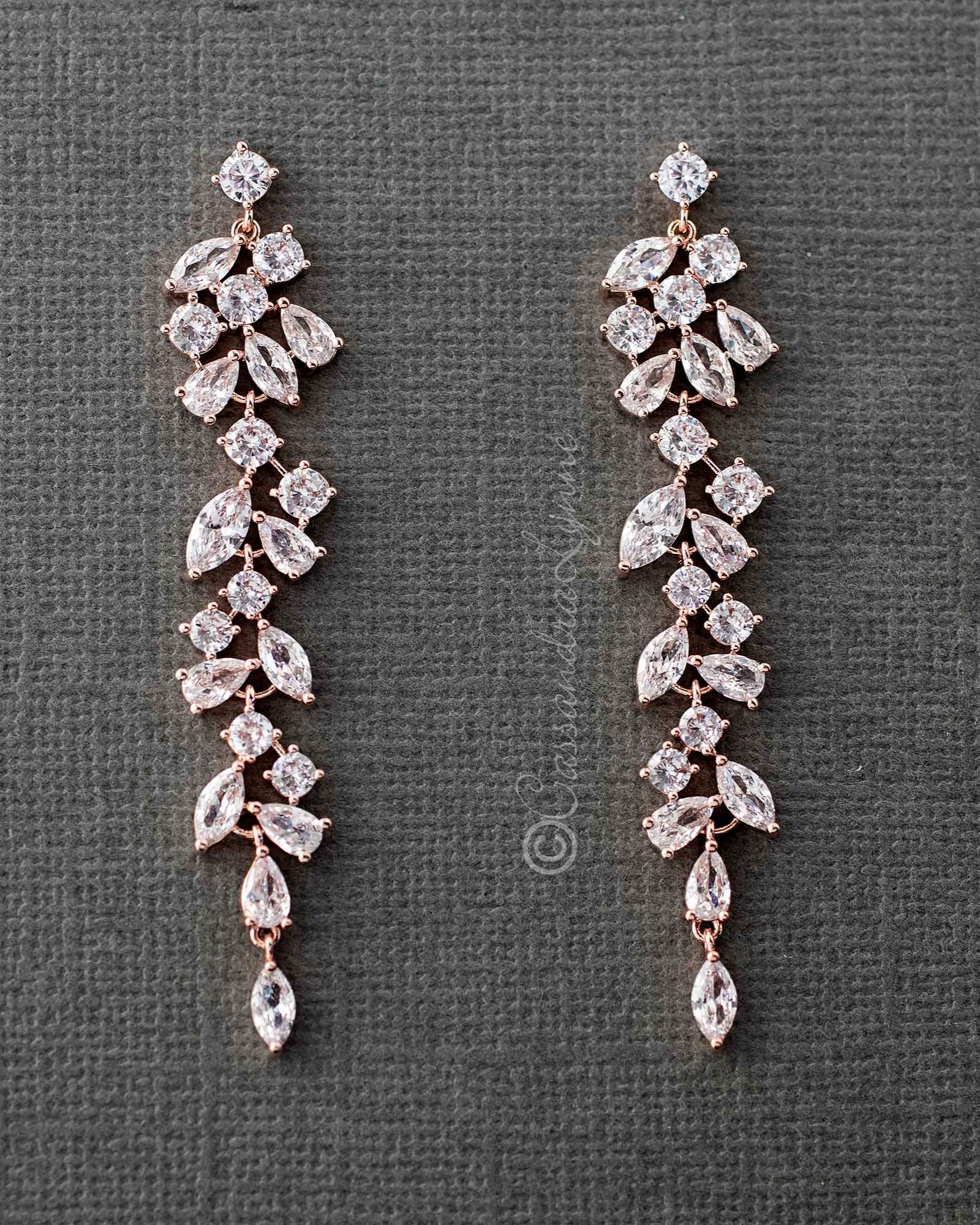 Delicate Multi Shape CZ Dangle Wedding Earrings - Cassandra Lynne