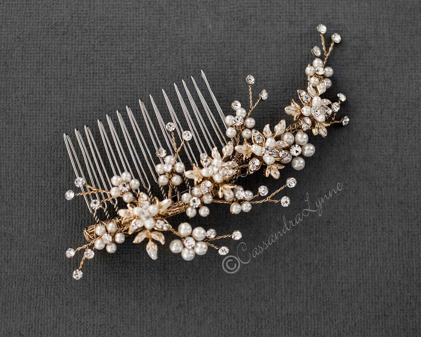 Delicate Wedding Hair Comb with Pearls - Cassandra Lynne