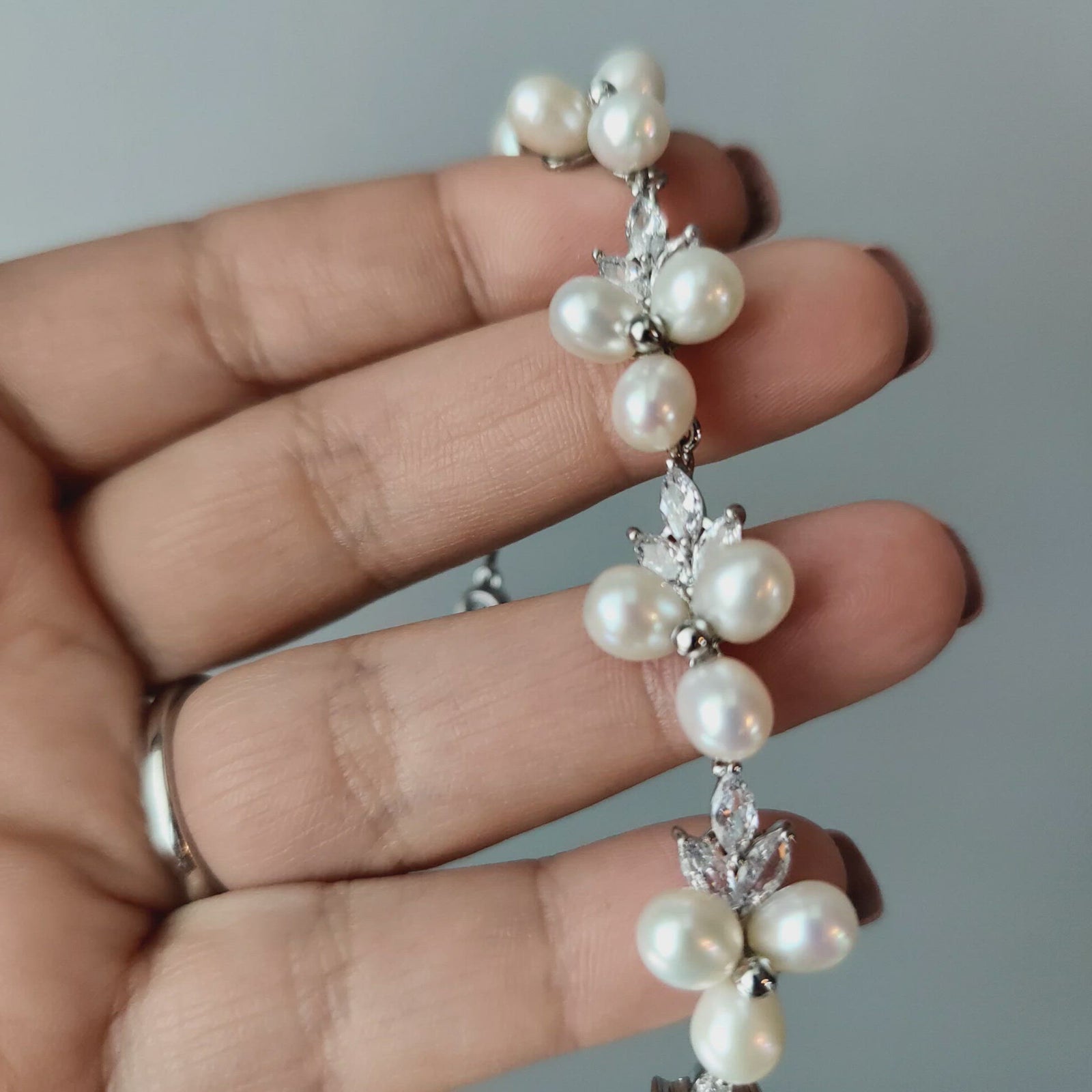 Freshwater Pearl CZ Wedding Bracelet