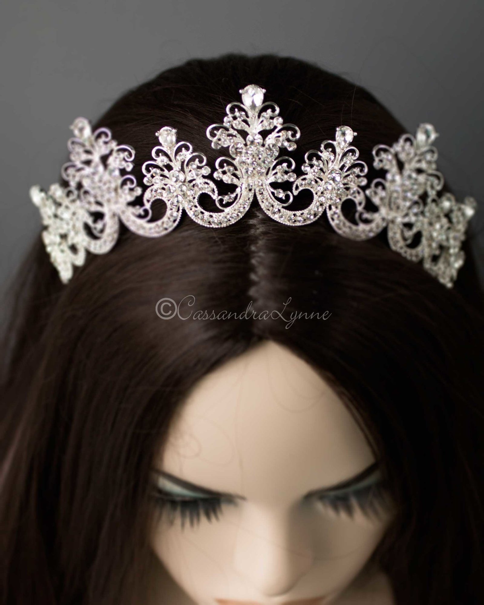 Silver Scalloped Bridal Crown - Cassandra Lynne