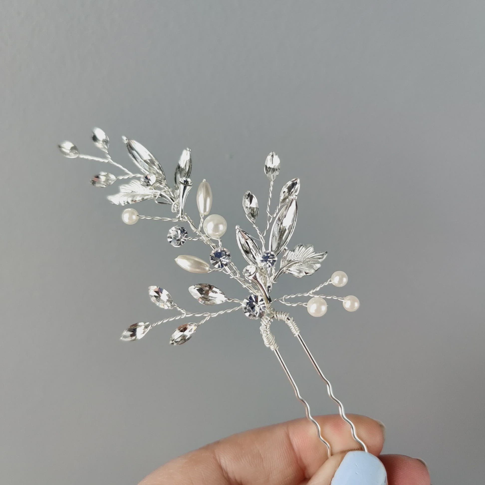 Pearl and Marquise Crystal Wedding Hair Pin
