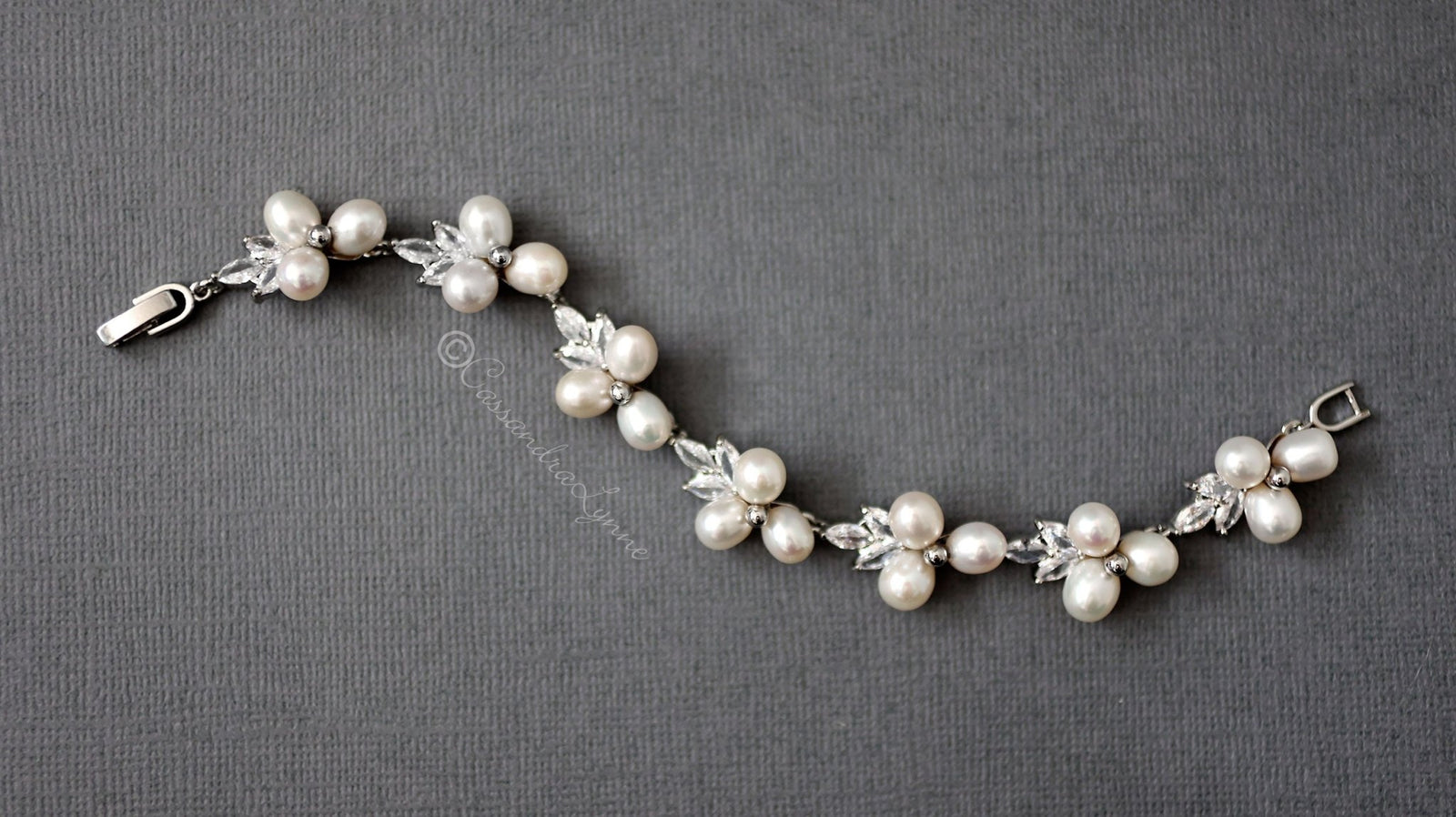 Freshwater Pearl CZ Wedding Bracelet - Cassandra Lynne