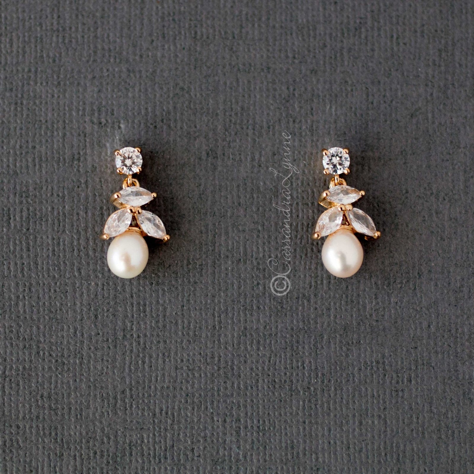 Freshwater Pearl Drop CZ Earrings - Earrings - Cassandra Lynne